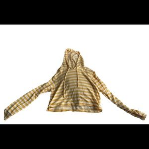 Sky and Sparrow yellow and white striped cropped hoodie